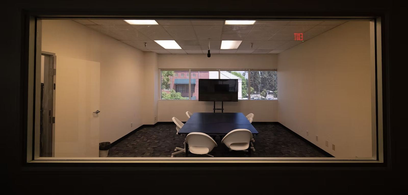 Suite B research room seen through the one-way mirror from the viewing room